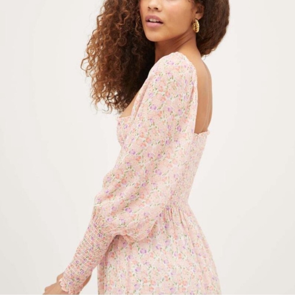 Hill House The Grace Mini Nap Dress - Pansy in Pink Multi Georgette - Picture 4 of 11